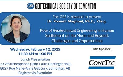 February 12, 2025: Dr. Pooneh Maghoul, 2023 CGS Colloquium Lecture – Role of Geotechnical Engineering in Human Settlement on the Moon and Beyond